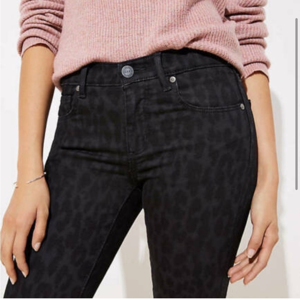 Loft leopard print black jeans